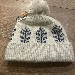 Turtle FurGray and Blue Pom-Pom Beanie